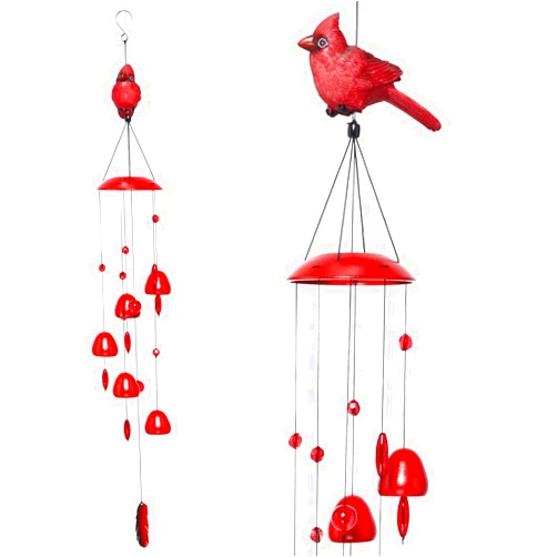Gardenvy Cardinal Bird Wind Chimes with Bells, Large Unique Birds Chimes for Garden Backyard Church Hanging Decor, 40
