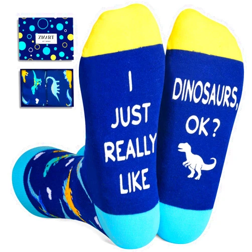 Zmart Christmas Dinosaur Gifts For Adults - Dino Socks For Teens Women, Xmas Stocking Stuffers For Men