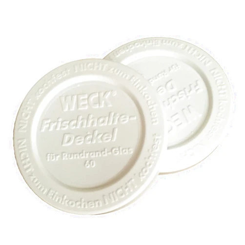 Weck Jar Keep-Fresh Plastic Lids, 2-pack (Small) Fits models 080, 755, 760, 762, 902, 763, 764, 766, 905, 975, 995 (small = 60mm / 2 3/8)