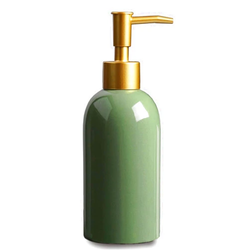 Feesok Ceramic Soap Dispenser Green with Gold Pump,Simple Design Cylindrical Lotion Dispenser Bottle,Refillable Liquid Hand Soap Dispenser for Kitchen,Bathroom,Washroom