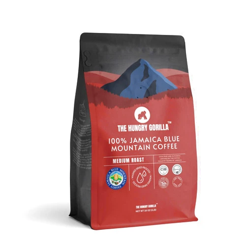THE HUNGRY GORILLA Jamaican Blue Mountain Coffee 100% – 1 lb Whole Coffee Beans Fresh Roasted – Medium Roast.
