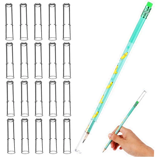 COMNICO Plastic Pencil Caps, 20Pcs Pencil Tip Protector Cover Clear Pencil Toppers Pencil Extender for Wooden Pencils Extender Holders Stationery Accessories for Classroom Student School Office