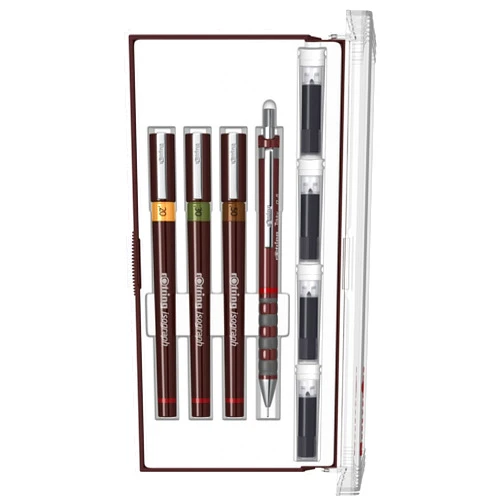 rOtring Isograph Junior Set 3X Technical Pens (0.20mm, 0.30mm, 0.50mm) + Accessories