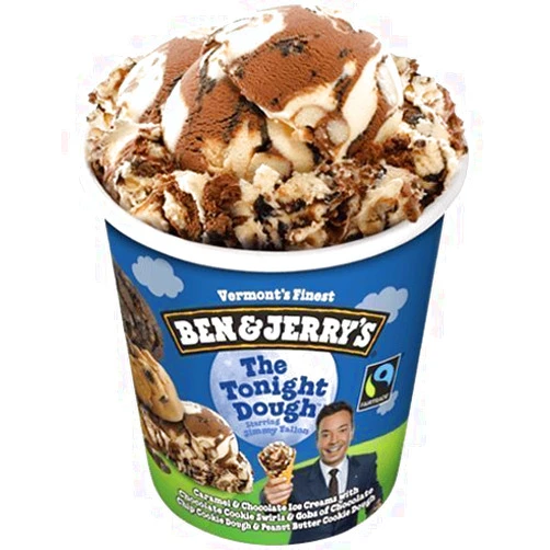 Ben & Jerry's - Vermont's Finest Ice Cream, Non-GMO - Fairtrade - Cage-Free Eggs - Caring Dairy - Responsibly Sourced Packaging, The Tonight Dough, Pint (4 Count)