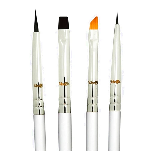 Vertex Eyeliner Brush Fine Angled Set - For Liquid Gel Liner Applicator Bent Stencils Thin Pencil Pen Real Small Sharpener Angle Wing Tips Firm Makeup Brushes Black Stamp Winged Kit Flat Waterproof Cat Eye