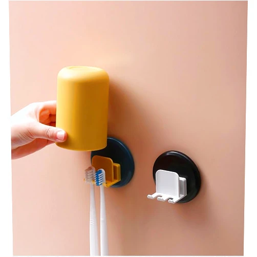 MOVALUE Wall Mounted Toothbrush Holder for Kids and Adults - Adhesive Wall Toothbrush Holder - Waterproof Toothbrush Hanger - Children's Bathroom Accessory - Includes Stickers to Customize