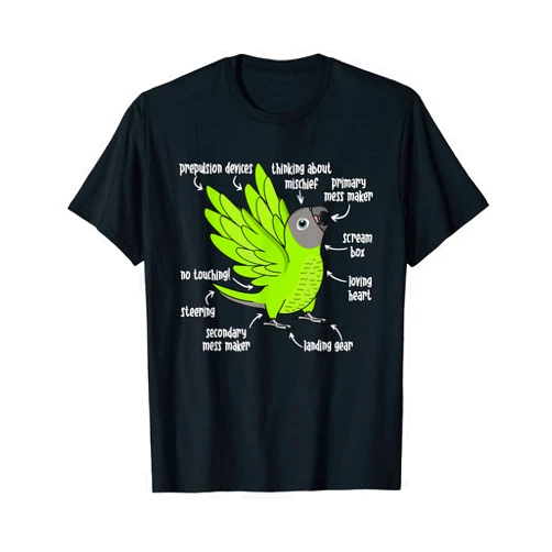 Funny Birds Gifts for Birders and Bird Breeders Parrot Anatomy I Dusky-headed Conure T-Shirt