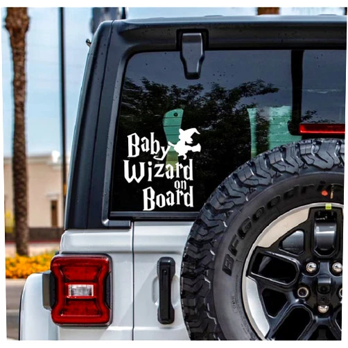 TGS Topshop Baby Wizard On Board Fuel Tank Lid Car Styling Motorcycle Car Whole Body Sticker Car Sport Pattern Personality Car Stickers 15cm
