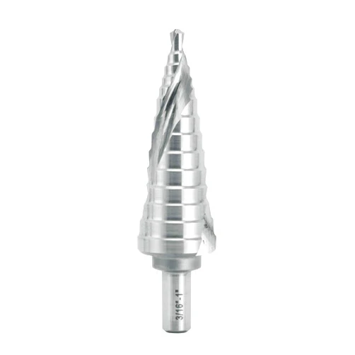ACTOOL Industrial HSS Step Drill Bit 3/16'' to 1'' with 3/8'' Shank, Double Spiral Flute with 14 Step Size