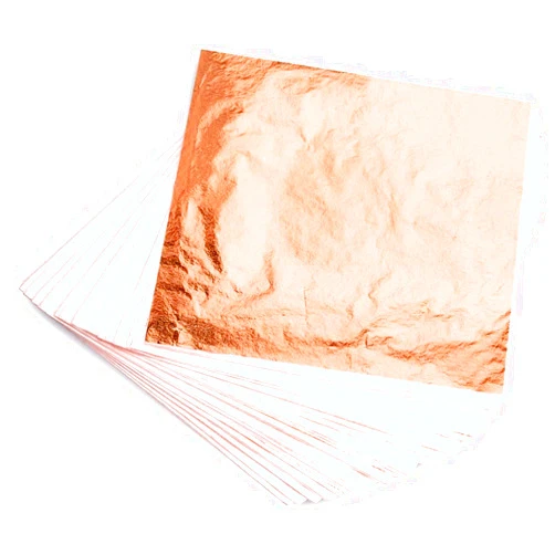 KraftiSky Copper Leaf Sheets - 100 Real Copper Foil Leaves 14x14 cm Metallic Rose Gold Leaf for Craft DIY Proejcts, Paintings, Gilding, Furniture, Makeup & Nail Art…