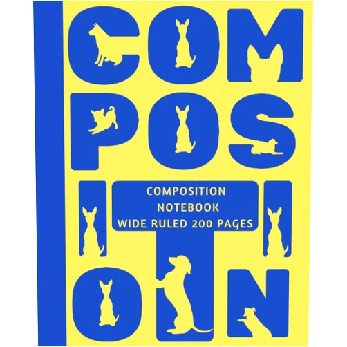 Amy and Umy Dog Composition Notebook: Cute Blue and Yellow Composition Book for Kids, Teens, Girls, Boys, Home, College, Back to School and Note Taking Journal 200 Wide Ruled Pages, 7.5 x 9.25 inches