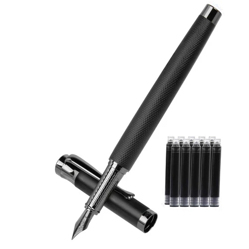 BOCIYER Luxury Fountain Pen Set,Ink Pen for Smooth Writing,Medium Nib,Includes 10 Ink Cartridges&Ink Converter,Best Pen Gift Case for Men & Women,fancy,Journaling,Executive Office pen-Black