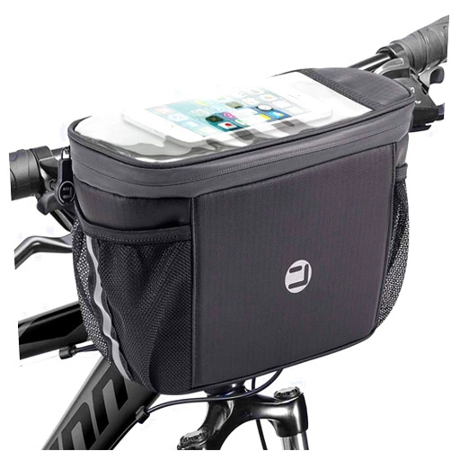 WOTOW Bike Handlebar Insulated Bag, Bike Front Phone Bag Cooler Storage Pouch With TPU Touch Screen Insulation Bicycle Frame Bag Strap On Cycling Accessories for Outdoor Hiking Travel Assistants