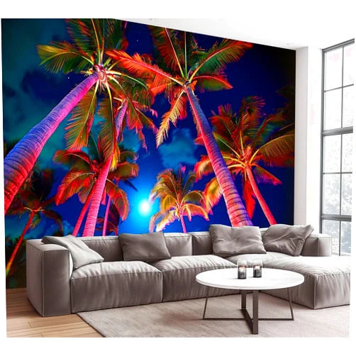 JCFANGALLERY Wall Mural Palm Tree Illumination Peel and Stick Wallpaper Removable Self-Adhesive Wall Sticker Wall Decor for Bedroom Living Room Decor 100
