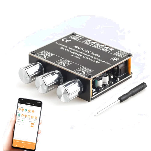 AUGUESLD E30H 2.1 Channel Bluetooth Power Amplifier Board, Support Changing Bluetooth Name and Password, DC12V-24V Bluetooth Amplifier Board for DIY Bluetooth Speaker (XY-E30H)