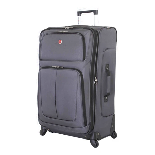 SwissGear Sion Softside Expandable Luggage, Dark Grey, Checked-Large 29-Inch