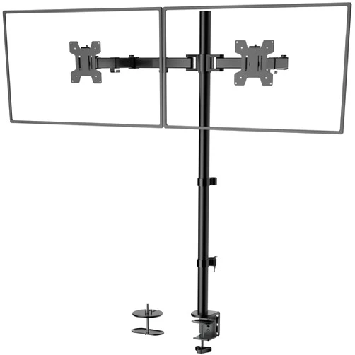 WALI Extra Tall Dual LCD Monitor Fully Adjustable Desk Mount Fits 2 Screens up to 27 inch, 22 lbs. Weight Capacity per Arm (M002XL), Black