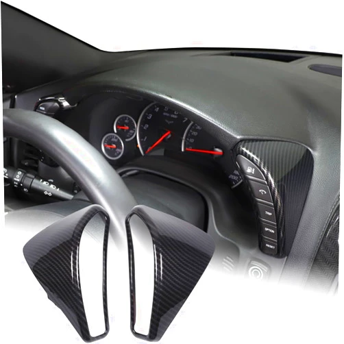 JONKOKO Carbon Fiber Car Dashboard Instrument Panel Button Frame Trim Decor Sticker for Chevrolet Corvette C6 2005-2013 Auto Instrument Both Sides Decorative Stickers (Style C, Carbon Fiber Black)