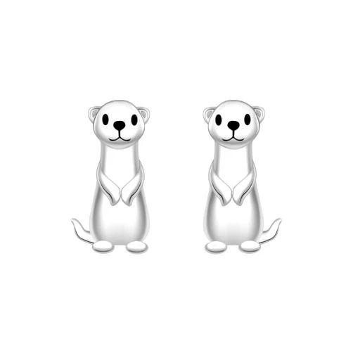 Howenal Cute Ferret Earrings for Women - 925 Sterling Silver Ferret Themed Gifts Fashion Animal Stud Earrings Lovely Jewelry for Animal Lovers