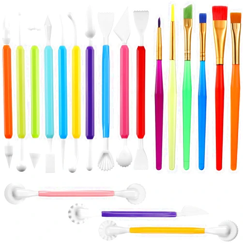 Patelai 19 Pieces Cake Decorating Tools,Cookie Fondant Modeling Set,Marshmallow Sculpting Brush and Fondant Modeling Tools for DIY Cake Sugar Gum Paste Decorating Supplies