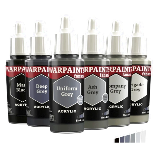 The Army Painter, Warpaints Fanatic Flexible Triad: Black & Greys, 6 x 18 ml acrylic paints - Miniature quality hobby paint for Dungeons and Dragons (DnD) & Warhammer Miniatures