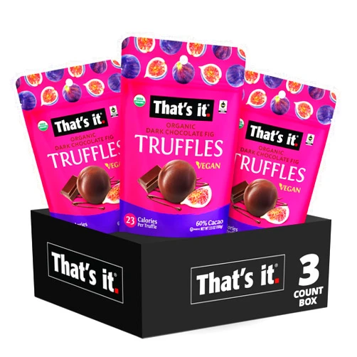 That's it. That's it Organic Dark Chocolate & Fig Truffles. 100% Plant-Based, Vegan, Gluten-Free, All Natural, 23 Calories per Truffle (3 Pack)