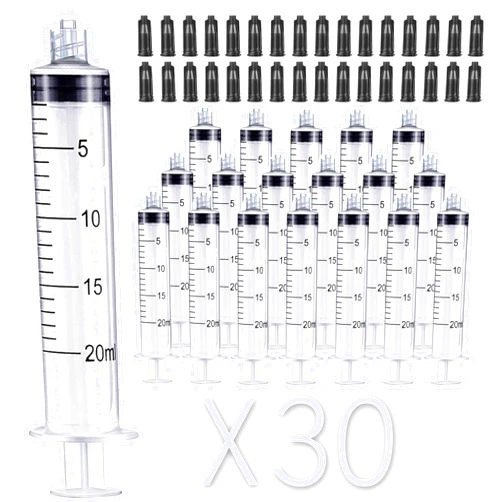 Foosi 30 Pack 20ml Luer Lock Syringe Without Needle Plastic - Syringes for Glue Syringe and Liquid (20ML)