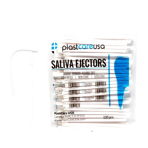 PlastCare USA 1000 Dental Disposable Saliva Ejectors, White Body White Tip, Evacuation Suction Tips (Case of 1000)