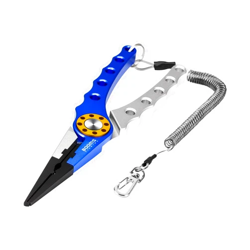 Booms Fishing X1 Aluminum Fishing Pliers Saltwater, Surf Fishing Tackle Kit, Fishing Multitool Hook Remover Braided Fishing Line Cutting and Split Ring with Coiled Lanyard and Sheath