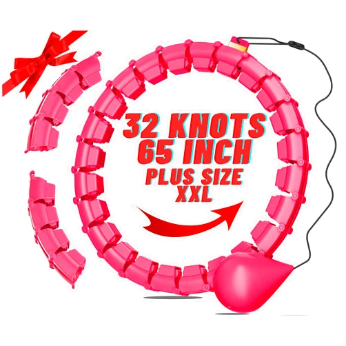 Hillhub 65inch 32 Knots Plus Size Quiet Weighted Hula Infinity Fitness Detachable Hoops, Smart Noiseless Infinity Hula for Women, 2 in 1 Waist and Abdominal Workout Equipment at Home