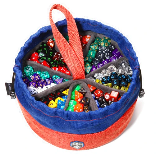 CardKingPro Monstrous - Dice Bag with 8 Pockets - Orange/Blue - Huge Capacity 500+ Dice - Great for Dice Hoarders