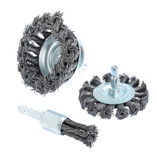 FPPO 3PCS 3 Inch Knotted Wire Wheel Cup Brush and Twist End Brush Set,1/4