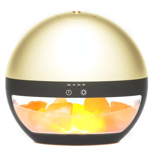 Salubrito 2-in-1 Ultrasonic Essential Oil Diffuser & Himalayan Salt Lamp, 100ml Aromatherapy Diffuser, Cool Mist Humidifier with Timer, 100% Pure Himalayan Salt, Auto Shut-Off, Ambient Glow (Gold)