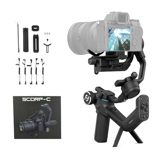 FeiyuTech SCORP-C Camera Stabilizer Handheld Gimbal for DSLR&Mirrorless Camera fits Sony/Canon/Nikon/Panasonic/Fujifilm,Max 5.51lbs Professional 3-Axis Video Stabilizer,Official-Authorized