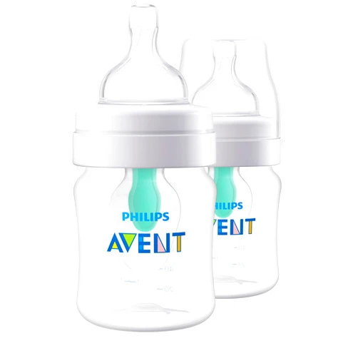 Philips AVENT Anti-Colic Baby Bottles with AirFree Vent, 4oz, 2pk, Clear, SCY701/92