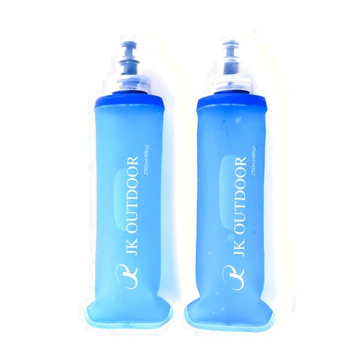 SPARROW ANGEL 250ml TPU Soft Flask Running Collapsible Bottles 2 Pack BPA-Free Sports Water Bottle for Trail Marathon Race Ski Hiking Hydration Vest, Blue, JK2022001
