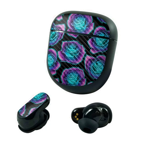 MIGHTY SKINS MightySkins Carbon Fiber Skin Compatible with Bose QuietComfort Earbuds II (2022) - Crystalline Roses | Protective, Durable Textured Carbon Fiber Finish | Easy to Apply and Change | Made in The USA