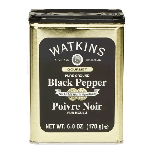 Watkins Gourmet Spice Tin, Pure Ground Black Pepper, 6 oz. Tin, 1-Pack