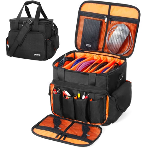 IBVIVIC DJ Cable File Bag with 6 Detachable Dividers Gig Cable Bag for Cords,DJ Gear,Sound Instrument and Accessories 12