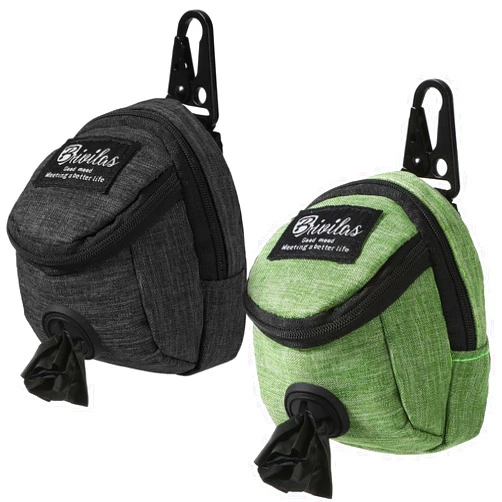 Talltalk 2 Pieces Dog Treats Bag Pet Poop Treat Holder Dispenser Outdoor Carrier Waste Zipper Pouch with Metal Button for Most Leash, Green, Black