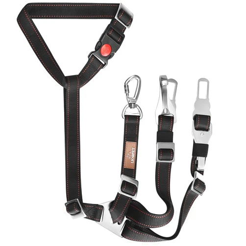 LIOOPET 3-in-1 Multi-Functional Dog seat Belt - Dog Car Safety Leash with Advanced Protection - Car Seat Belt for 1 or 2 Dogs - Keep Your Pups Safe & Secure on The Road