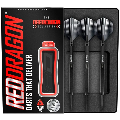 RED DRAGON Razor Edge Black 22g, 24g, 26g or 28g Tungsten Darts with Flights and Stems 26.0 Grams