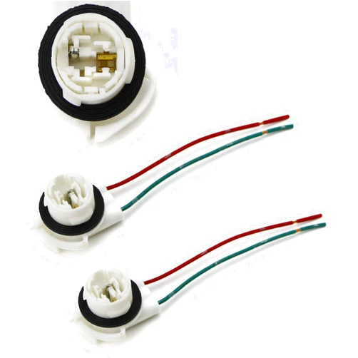 iJDMTOY 2pc White 3156 2-Wire Harness Pre-Wired Sockets As Repair, Replacement, Install LED Bulbs Compatible with Turn Signal Lights, DRL Lamps or Taillights (645-607 GM LS94 19258649)