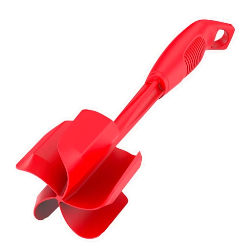 Ourokhome Meat Chopper and Potato Masher, Heat Resistant Nylon Ground Beef Smasher for Hamburger, 5 Curved Blades Nonstick Safe Mixer & Stirrer, Practical Kitchen Gadgets, Red