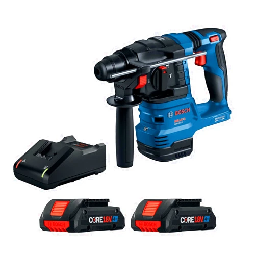 BOSCH GBH18V-22K24 18V Brushless SDS-plus® Bulldog™ ¾ In. Rotary Hammer Kit with (2) CORE18V® 4 Ah Advanced Power Batteries