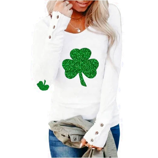 COLORFUL BLING Women St Patricks Day Shirts Clover Graphic Tee Lucky Shamrocks Tshirt Irish Carnival Parade Outfits