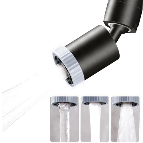 CHIATAOMA Swivel Faucet Aerator,3-function Faucet Nozzle,360° Big Angle Rotate Kitchen Sink Faucet Attachment,Faucet Extender for Kitchen 55/64 inch Female Thread,Kitchen Sink Aerator Black