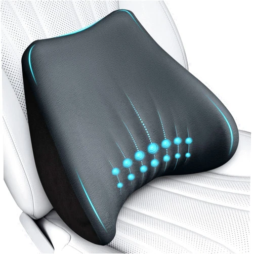 TKLoop Soft Lumbar Support Pillow for Driving Seat 100% Memory Foam Lumbar Pillow for Lower Back Pain Relief, Lumbar Support Cushion for Car Seat, Office Chair Dark Grey