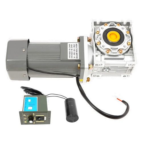 HaoYunNe AC 110V Electric Motor Kits Worm Geared Motor with Speed Controller 65NM Torque Gear Motor Reducer for Equipments Machines, 27r/min Maximum Output Speed, 370W 50K