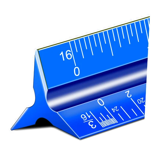 LQ-TT-CY-CX Architectural Scale Ruler, 12'' Imperial Architect Scale, Aluminum Engineer Scale Ruler, Scale Ruler for Blueprints, Metal Scale Ruler, Architecture Ruler, Triangle Drafting Ruler (Blue)
